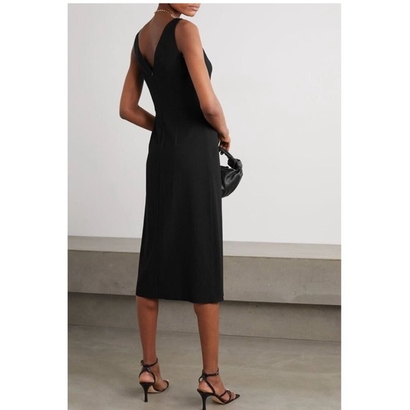 18. Vince Ruched Double V Neck Midi Dress Size M - Picture 5 of 10